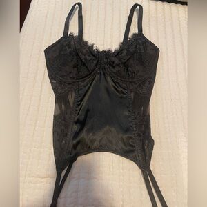 Satin & Lace Bustier Top with Garters